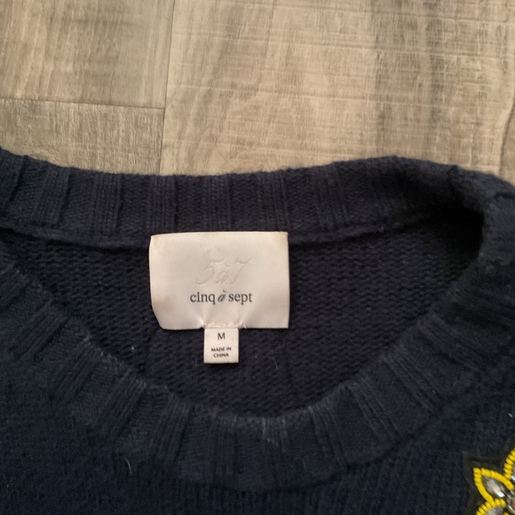 Cinq de Sept wool blend sweater with patches size medium - Picture 2 of 6